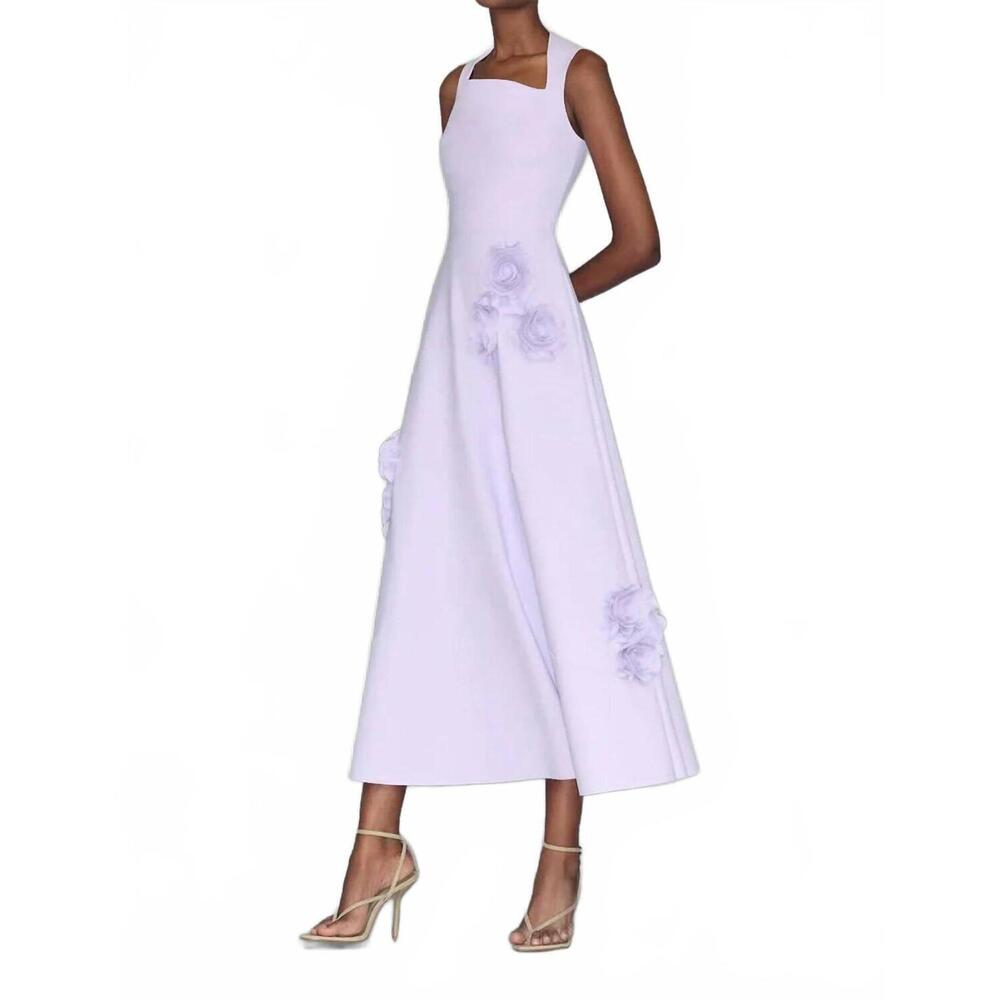 NEW GRETA CONSTANTINE parrot midi dress in mauve